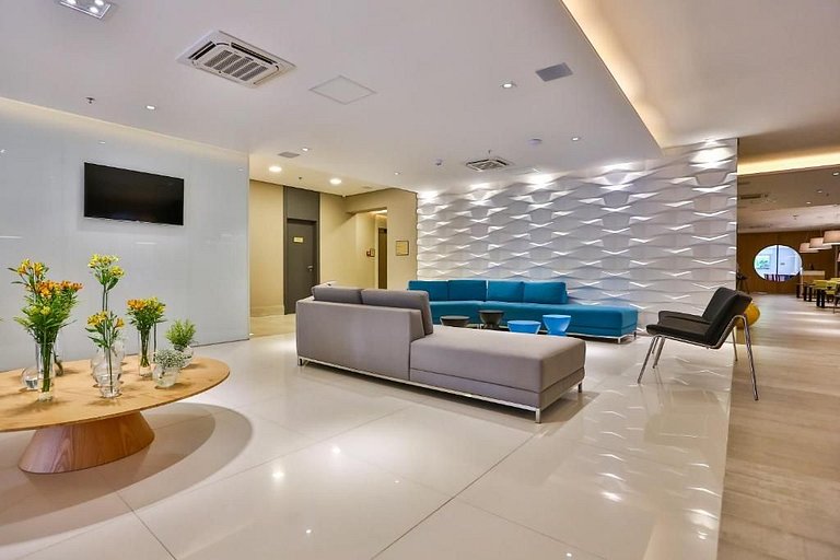 Studio aconchegante com varanda vista mar