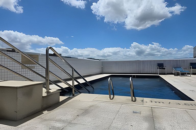 Flat com varanda vista mar em Santos