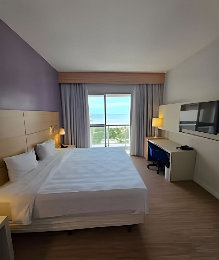 Flat com varanda vista mar em Santos