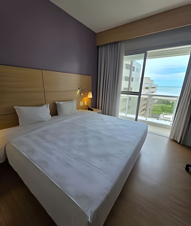 Flat com varanda vista mar em Santos