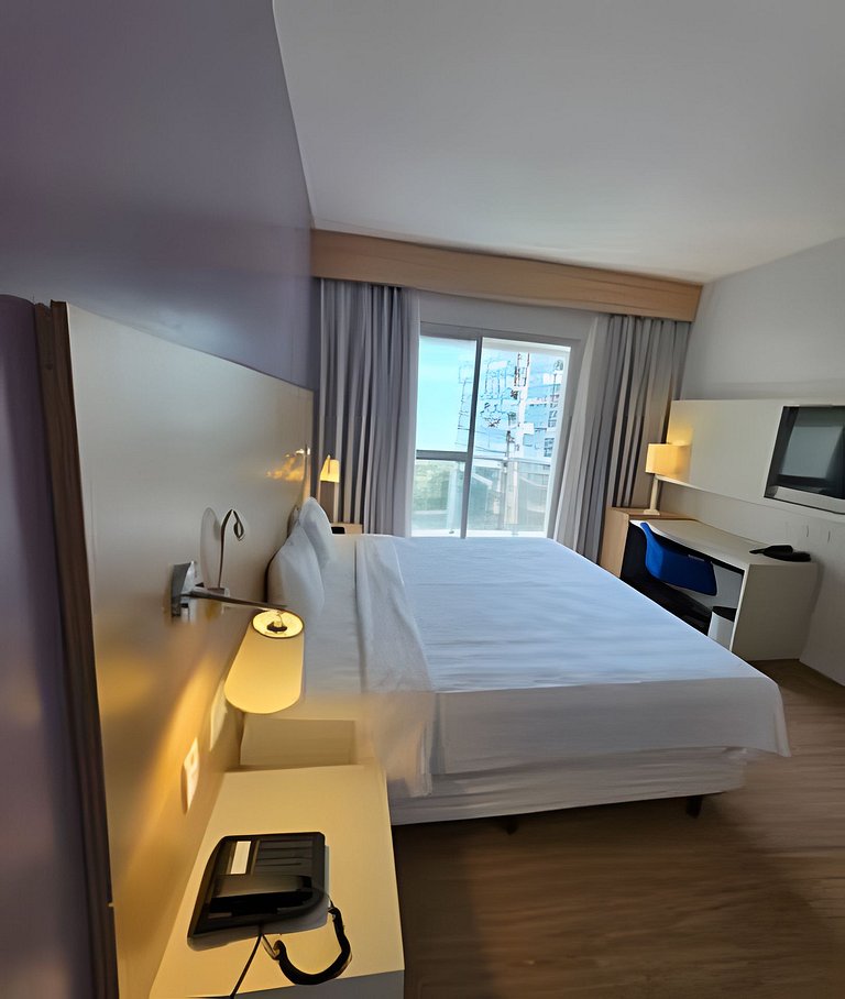 Flat com varanda vista mar em Santos