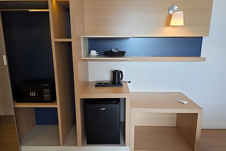 Flat com varanda vista mar em Santos