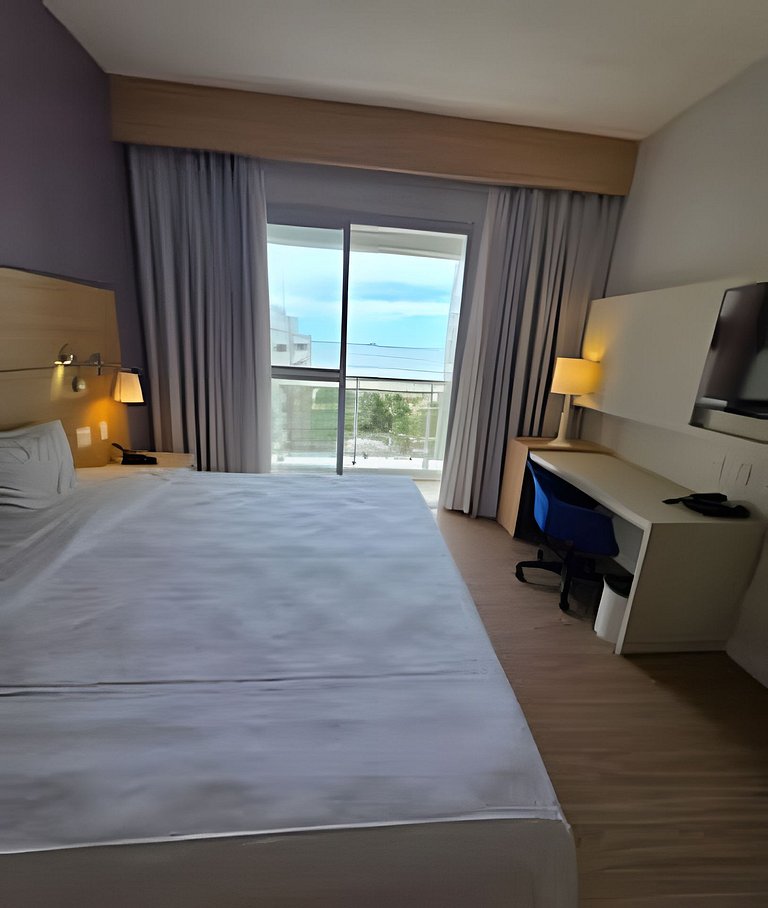 Flat com varanda vista mar em Santos