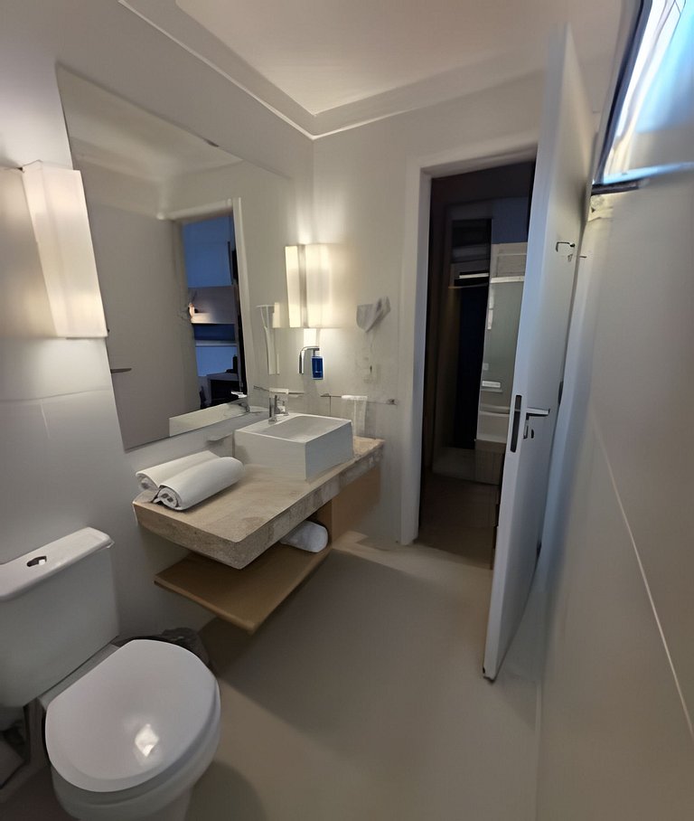 Flat com varanda vista mar em Santos