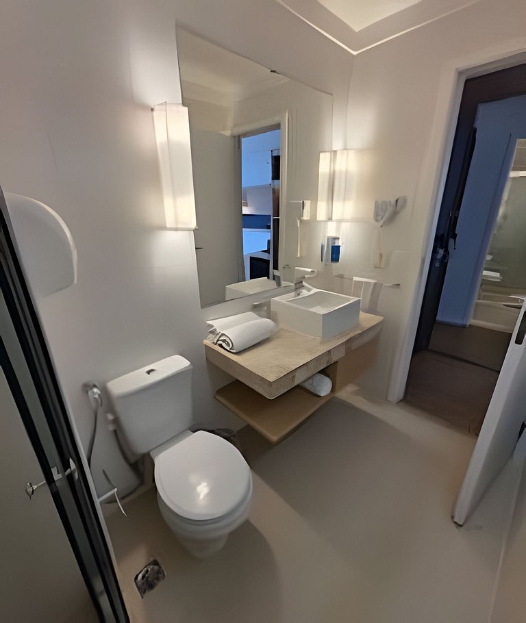 Flat com varanda vista mar em Santos