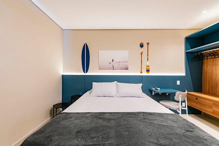 Flat completo para família pertinho da praia