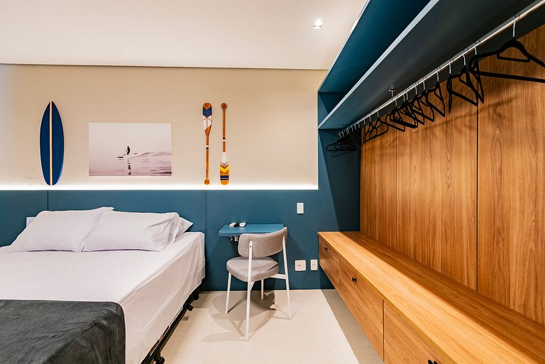 Flat completo para família pertinho da praia