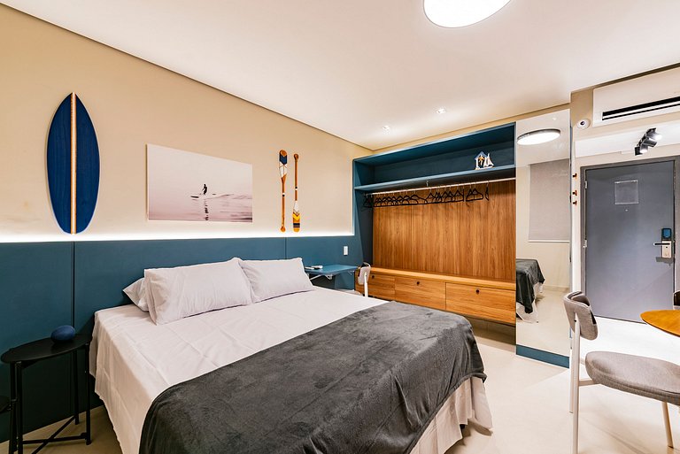 Flat completo para família pertinho da praia