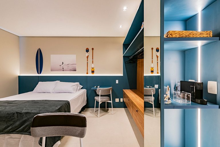 Flat completo para família pertinho da praia