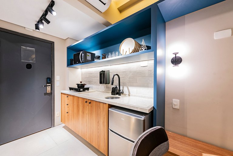 Flat completo para família pertinho da praia