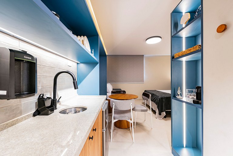 Flat completo para família pertinho da praia